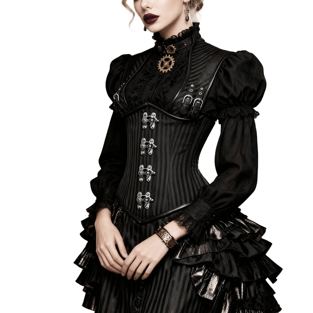 Black Gothic Steampunk Underbust Corset Top